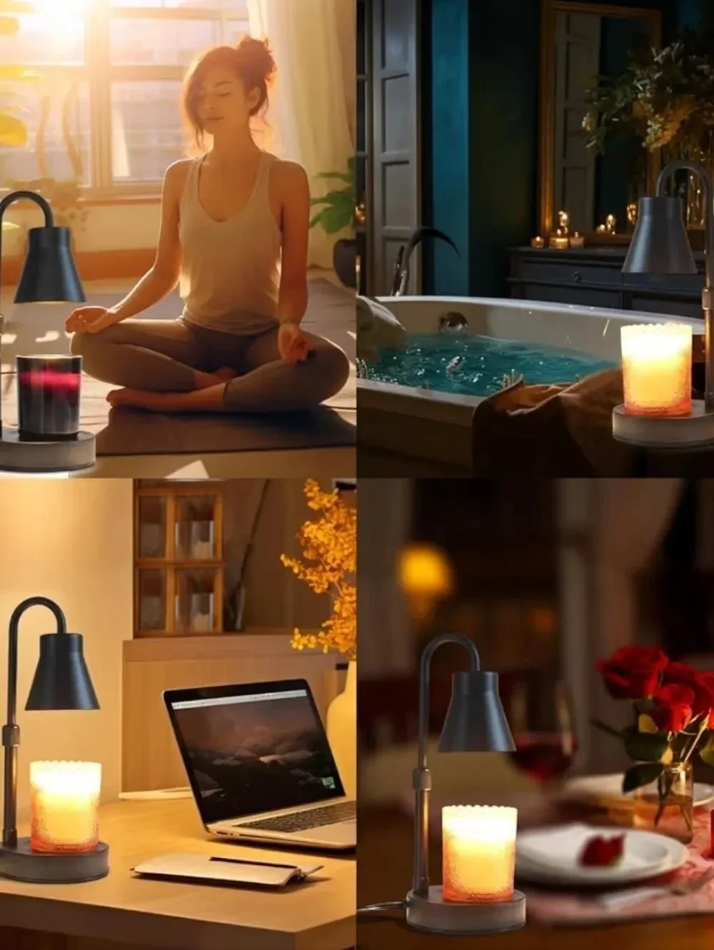 🔸️NIB Black Metal Adjustable Electric Candle Warming Lamp